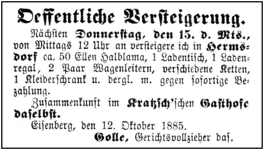 1885-10-12 Hdf Versteigerung
